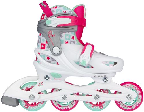 Rollers enfant Nijdam Star SK8 - pointure 29/32 - blanc/rose/vert
