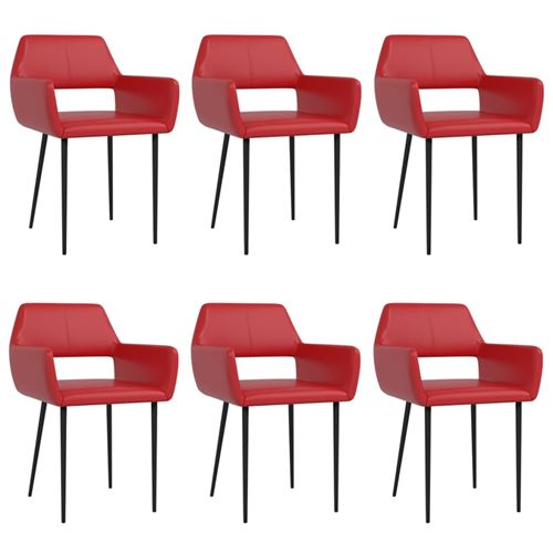 vidaXL Chaises de salle à manger 6 pcs Rouge bordeaux Similicuir