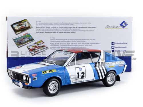 Voiture Miniature de Collection SOLIDO 1-18 - RENAULT 17 - Rallye Press on Regardless 1974 - Blue /White /Red - 1803703