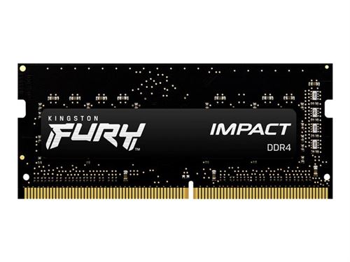 Kingston FURY Impact - DDR4 - kit - 16 Go: 2 x 8 Go - SO DIMM 260 broches - 3200 MHz / PC4-25600 - CL20 - 1.2 V - mémoire sans tampon - non ECC - noir