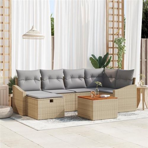 Non Communiqué Beige Salon De Jardin Modulable Vidaxl 7 Pieces
