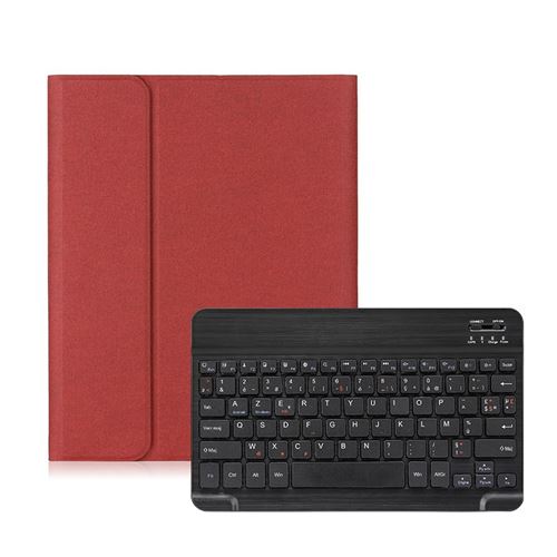 Étui HSMY en Tissu avec Clavier Français AZERTY Bluetooth pour iPad5 / Air 2017 9.7 - Rouge&Noir