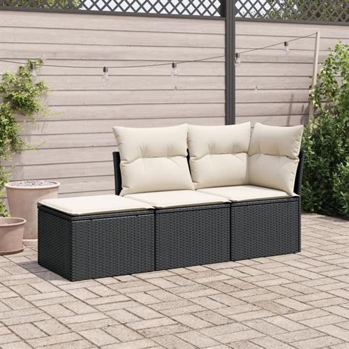 VidaXL - Ensemble de canapés de jardin rotin synthétique, One Size, Noir