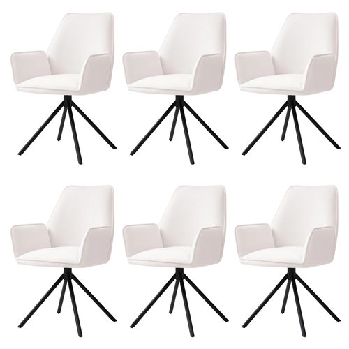 6x chaise de salle à manger MENDLER HWC-G67 velours crème-beige