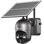Ctronics 5MP Caméra Surveillance sans Fil Extérieure, Panneau Solaire 6W, Alarme Sonore & Lumineuse, Contrôle à Distance PC/Téléphone, FTP, Vision Nocturne Couleur, Détection Humaine