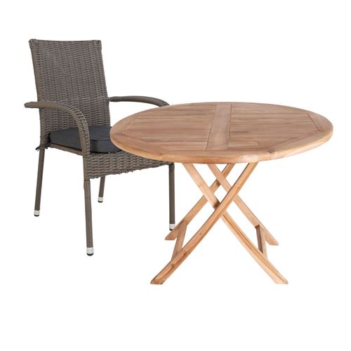Table de jardin Ø 100 cm + 4 chaises