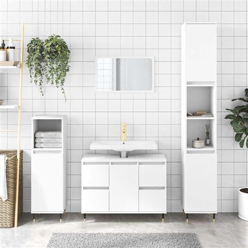 Non Communiqué Blanc Vidaxl Armoire De Salle De Bain 80X33x60 Cm Bois D'ingénierie831644