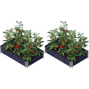 Carré potager gardenbox 120 x 80 cm (lot de 2) noir Jardindeco