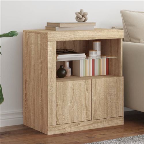 vidaXL - Buffet - Chêne - 60,5x37x67 cm - Avec éclairage LED - Image 2