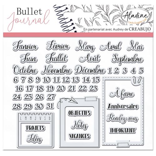 Tampons Clear Stampon Bullet Journal - Organisation mois - 58 pcs