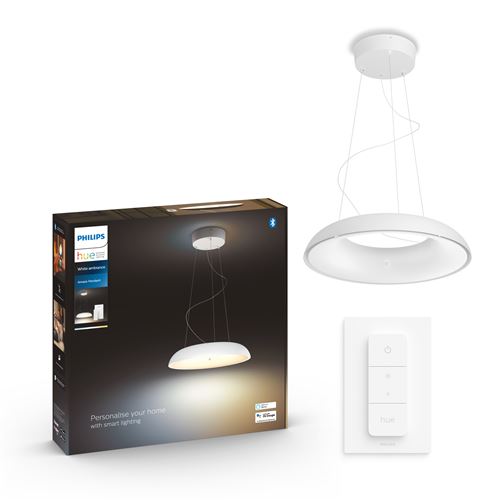 Philips Hue White Ambiance AMAZE Suspension 39W - Blanc, compatible Bluetooth (télécommande incluse)
