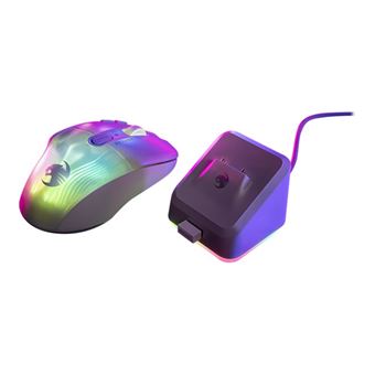 ROCCAT Kone XP Air - Souris - optique - 10 boutons - sans fil, filaire - Bluetooth, 2.4 GHz - récepteur sans fil USB - blanc