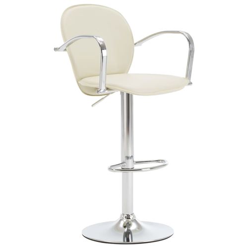 vidaXL Tabouret de bar avec accoudoir Crème Similicuir