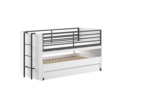 Lit mi-haut 90x200 sam blanc avec gigogne