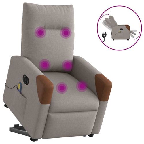Non Communiqué Taupe Vidaxl Fauteuil De Relaxation, Massage, Inclinable Électrique Réglable Tissu