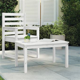 vidaXL Table de jardin blanc 82,5x50,5x45 cm bois massif de pin - 1