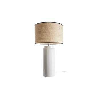 Aigostar - Lampe de table, chevet, bureau avec base céramique et abat-jour  tissu. Douille E14. Écologique, moderne et vintage.