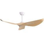 Ventilateur de plafond sans lumière 132 cm Moteur DC 6 vitesses réversible silencieux télécommande Noir