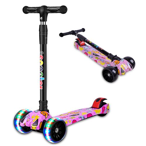 Trottinette Enfant Châtelec Pliable Led 3-12 Ans Rose