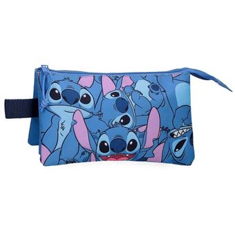 Disney - Trousse triple Stitch "Happy" - 22 x 12 x 5 cm - Bleu - 1