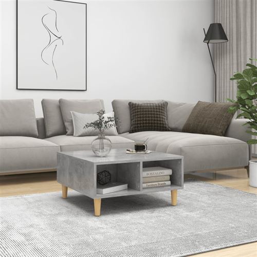 Table basse gris béton 60x60x30 cm bois d ingénierie