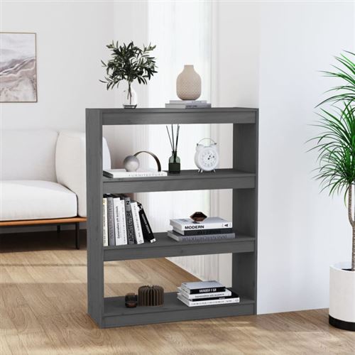 vidaXL Bibliothèque/Séparateur de pièce Gris 80x30x103,5 cm Pin solide