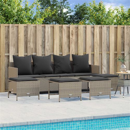 Non Communiqué Gris Clair Vidaxl 5-Delige Loungeset Met Kussens Poly Rattan Lichtgrijs3261562