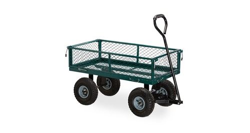 Chariot à main,charrette pratique pour le jardin, extérieur, parties latérales pliables, jusqu’à 150 kg, vert