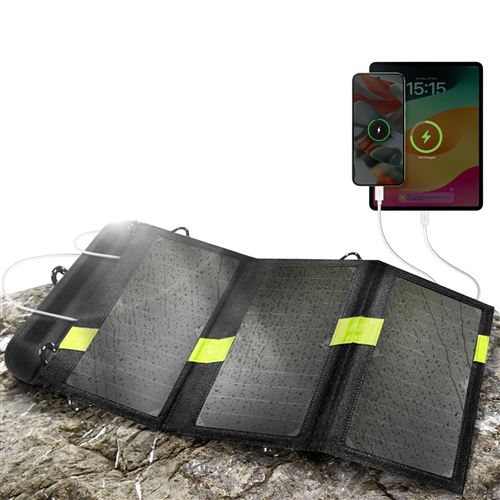 Non Communiqué Noir Chargeur Solaire Étanche 20W Double Usb Pliable Pour L'extérieur Avizar