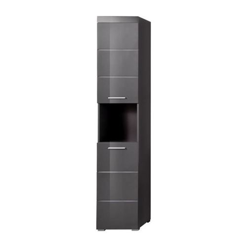 Colonne de salle de bain Kelia - 2 portes - 37 cm - Gris Brillant - Image 3