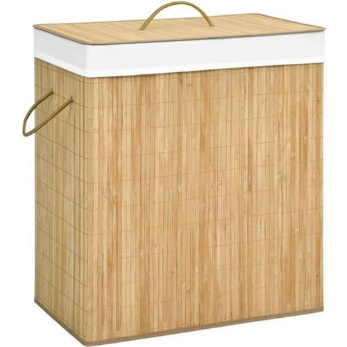 vidaXL Panier à linge avec 2 sections bambou 100 L320740