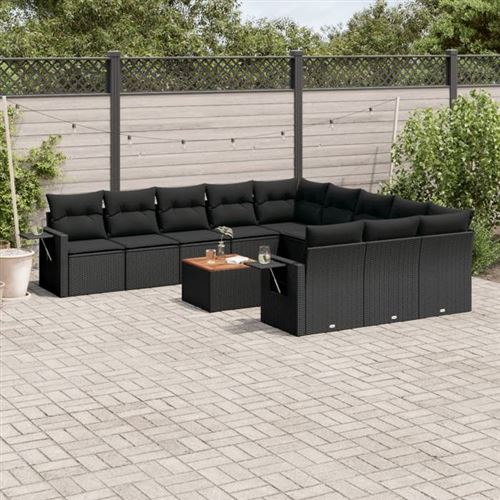 Salon de jardin modulable vidaxl 12 pieces noir 11 personnes 62 x 62 x 69 cm resine tressee