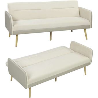 Canape dangle droit convertible homcom max 3 places en simili-cuir beige - 1