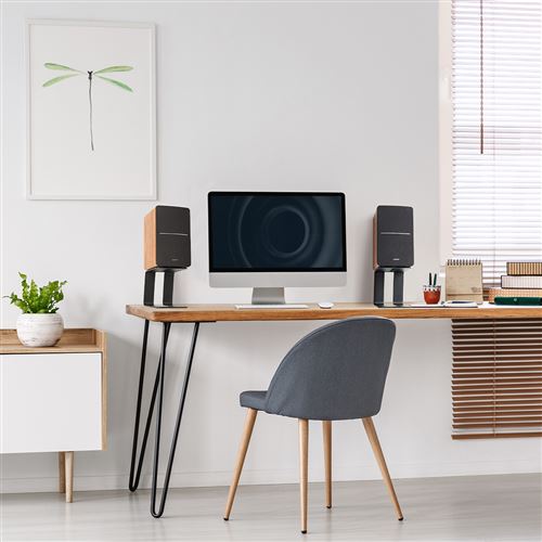 2 Supports D'enceintes De Bureau Réglables - Hauteur 30-46 Cm, Inclinaison 15°, Pinces, Capacité 15 Kg