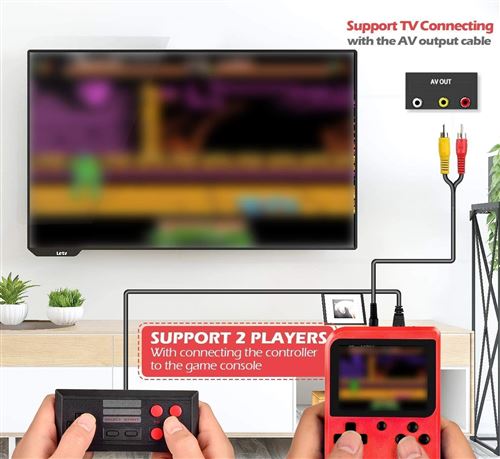 Mini console de jeux portable + manette et 500 jeux d arcades pour enfants 1 à 2 joueurs 8bits - Transformable en console de salon connection TV - Jouet Retro Hightechnology
