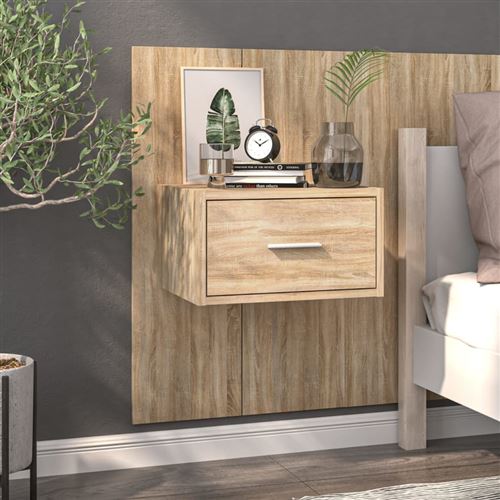 Non Communiqué Chêne Vidaxl Table De Chevet Murale Sonoma810977