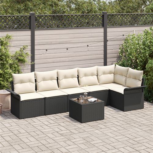 Non Communiqué Beige Set De Canapé Jardin 6 Pièces Avec Coussins Rotin Synthétique Canapé Jardin 2 Places Avec Rangement Et Coussins Rotin Sy