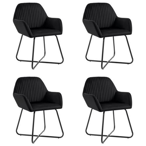 Vidaxl Noir Chaises À Manger Lot De 4 Velours - Image 2