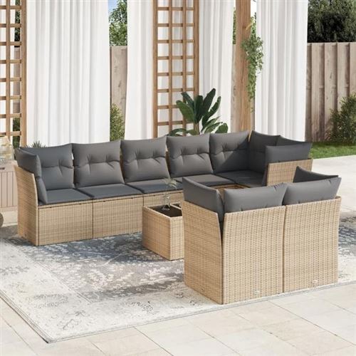 Non Communiqué Beige Vidaxl Salon De Jardin Modulable - Lot De 9 Pièces - Résine Tressée - 8 Personnes