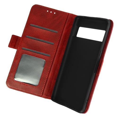 Étui pour Google Pixel 7 Pro Portefeuille Support Double Languette Magnétique Avizar Rouge