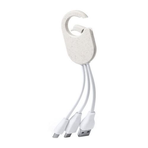 Porte-clés avec Câble Micro USB, USB-C et Lightning 146573 - Couleur Naturalьnyj