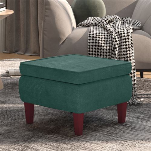 Non Communiqué Vert Vidaxl Tabouret Avec Pieds En Bois Foncé Velours329459 - Image 1