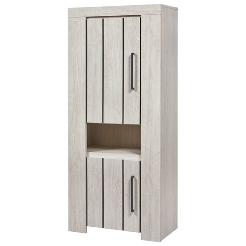 GALAAD - Meuble 2 Portes 1 Niche Effet Chêne Blanchi