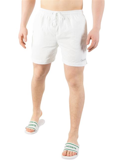Calvin Klein Homme Short de bain à cordon de serrage moyen, Blanc
