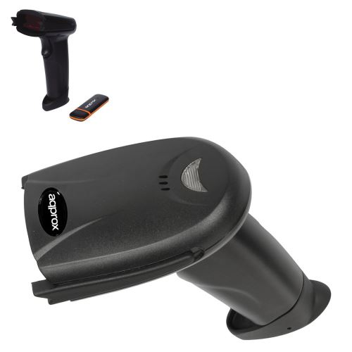 Lector DE CÓDIGOS DE Barras INALÁMBRICO APPROX APPLS03 - LÁSER Visible 650/670MM - FUNC. Hasta 30M - USB - BATERÍA RECARGABLE - RECEPTOR USB