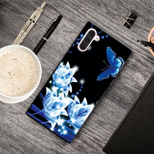 Coque en TPU impression de modèle fleur bleue pour votre Samsung Galaxy Note 10
