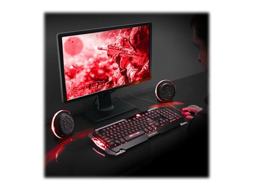 ENHANCE - Haut-parleurs - pour PC - canal 2.0 - 10 Watt (Totale) - rouge