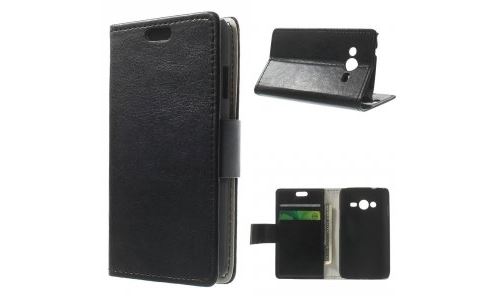 Etui type portefeuille noir pour Galaxy Trend-2 Lite G318h rabat latéral articulé fonction stand