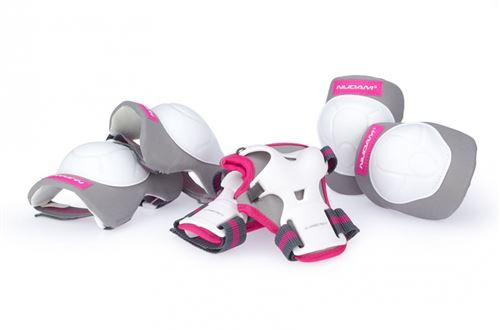 Nijdam kit de protection junior blanc/gris/fuchsia 3 pièces taille L