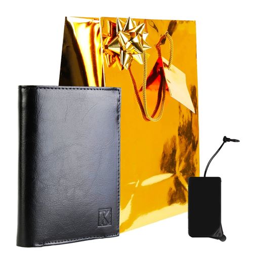 Portefeuille cuir noir TK242 + CADEAU / Noël, une Fête, un Anniversaire